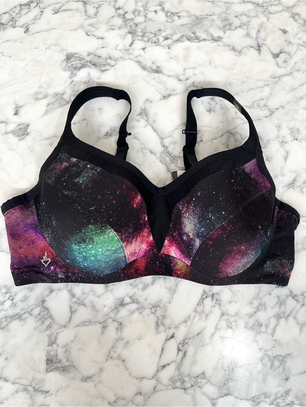 Torrid Mid Impact Underwire Sports Bra Bright Galaxy Neon Print Size 46C 46B - Picture 5 of 13